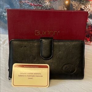 Buxton Black Leather Clutch